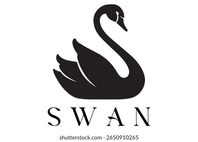 Minimal Swan Logo – Elegant Vector Silhouette Design of Graceful Swan Bird, Perfect for Luxury Branding, Wedding Invitations, Beauty and Spa Logos, Nature Themes, and Fashion Labels