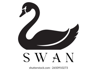 Minimal Swan Logo – Elegant Vector Silhouette Design of Graceful Swan Bird, Perfect for Luxury Branding, Wedding Invitations, Beauty and Spa Logos, Nature Themes, and Fashion Labels