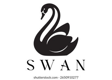 Minimal Swan Logo – Elegant Vector Silhouette Design of Graceful Swan Bird, Perfect for Luxury Branding, Wedding Invitations, Beauty and Spa Logos, Nature Themes, and Fashion Labels