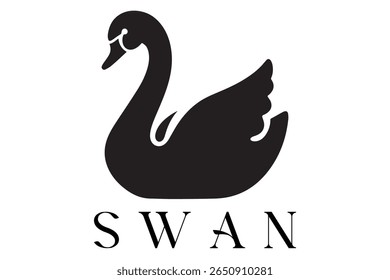 Minimal Swan Logo – Elegant Vector Silhouette Design of Graceful Swan Bird, Perfect for Luxury Branding, Wedding Invitations, Beauty and Spa Logos, Nature Themes, and Fashion Labels