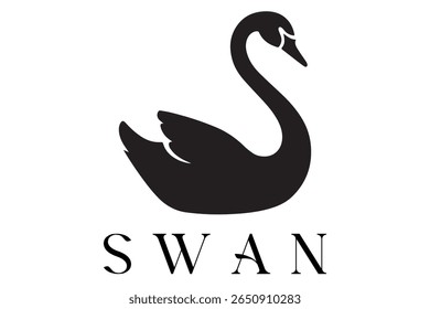 Minimal Swan Logo – Elegant Vector Silhouette Design of Graceful Swan Bird, Perfect for Luxury Branding, Wedding Invitations, Beauty and Spa Logos, Nature Themes, and Fashion Labels