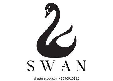 Minimal Swan Logo – Elegant Vector Silhouette Design of Graceful Swan Bird, Perfect for Luxury Branding, Wedding Invitations, Beauty and Spa Logos, Nature Themes, and Fashion Labels