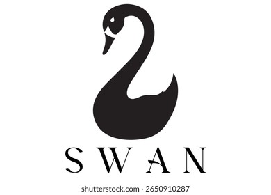 Minimal Swan Logo – Elegant Vector Silhouette Design of Graceful Swan Bird, Perfect for Luxury Branding, Wedding Invitations, Beauty and Spa Logos, Nature Themes, and Fashion Labels