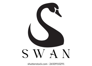 Minimal Swan Logo – Elegant Vector Silhouette Design of Graceful Swan Bird, Perfect for Luxury Branding, Wedding Invitations, Beauty and Spa Logos, Nature Themes, and Fashion Labels