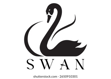 Minimal Swan Logo – Elegant Vector Silhouette Design of Graceful Swan Bird, Perfect for Luxury Branding, Wedding Invitations, Beauty and Spa Logos, Nature Themes, and Fashion Labels