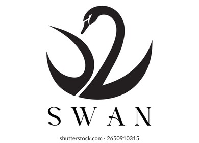 Minimal Swan Logo – Elegant Vector Silhouette Design of Graceful Swan Bird, Perfect for Luxury Branding, Wedding Invitations, Beauty and Spa Logos, Nature Themes, and Fashion Labels