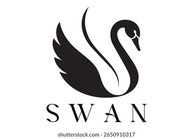 Minimal Swan Logo – Elegant Vector Silhouette Design of Graceful Swan Bird, Perfect for Luxury Branding, Wedding Invitations, Beauty and Spa Logos, Nature Themes, and Fashion Labels
