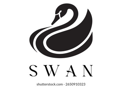 Minimal Swan Logo – Elegant Vector Silhouette Design of Graceful Swan Bird, Perfect for Luxury Branding, Wedding Invitations, Beauty and Spa Logos, Nature Themes, and Fashion Labels