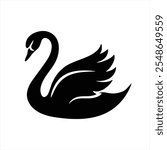 Minimal swan silhouette, graceful and refined