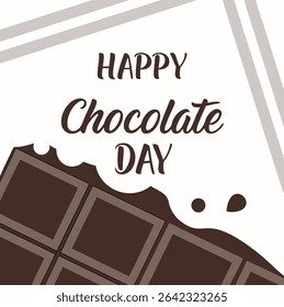 A minimal and sweet "Happy Chocolate Day" vector design featuring a melting chocolate bar on a light background. Perfect for festive greetings, posters, or social media designs.
