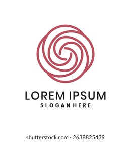 Minimal swirl logo with circular abstract floral design