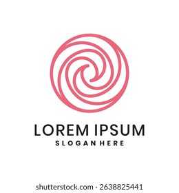 Minimal swirl logo with circular abstract floral design