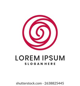 Minimal swirl logo with circular abstract floral design