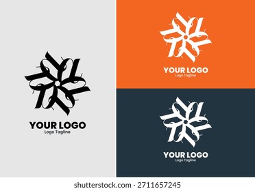 Logotipo simétrico mínimo, marca de moda clásica, muebles e identidad de marca de hospitalidad. 