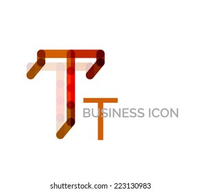 Minimal T font or letter logo design isolated on white