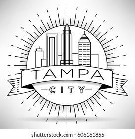 Minimal Tampa Linear City Skyline with Typographic Design