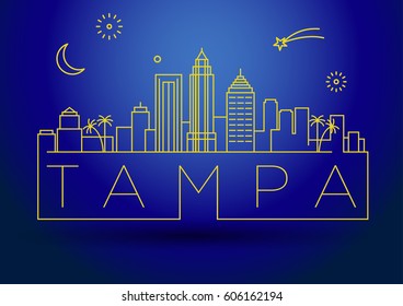 Minimal Tampa Linear City Skyline with Typographic Design