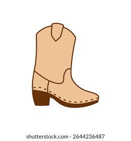 Minimal tan cowboy boot in cartoon western style