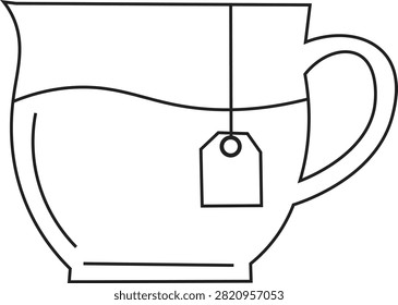 Minimal tea cup outline vector icon with steam. Clean black line illustration ideal for tea, hot beverage, café, restaurant, menu, web, app, UI, packaging, branding, and print design. Isolated on a white background.