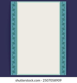 Minimal Teal Floral Border Design Template for Invitations or Greeting Cards