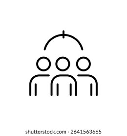 Minimal Team Discussion Stroke Icon Representing Group Talk, Workplace Communication, Project Planning, and Interactive Meeting Among Multiple Team Members