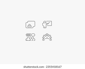 Equipo mínimo en conjunto de iconos de administración de negocios: trazo editable, Pixel perfecto a 64x64