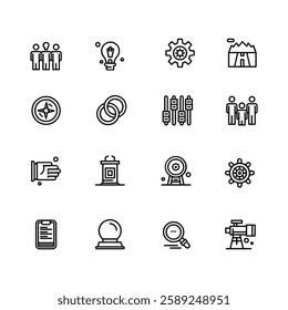 Minimal Teamwork in business management icon set 