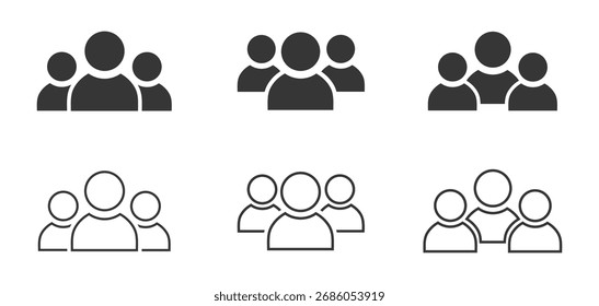 Conjunto de iconos de usuario de trabajo en equipo mínimo