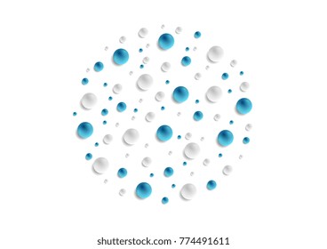 Minimal tech abstract background with blue and grey drops. Vector modern graphic design
