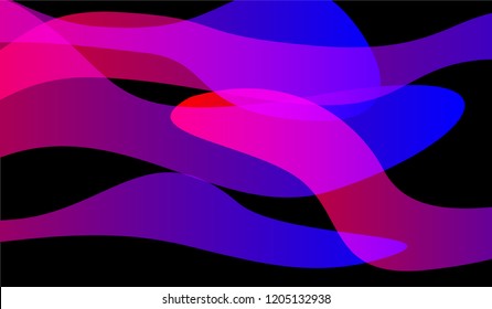 Minimal Tech Background. Bright Neon Trendy Design for Card, Banner, Placard. Gradient Shapes on Black Background.
