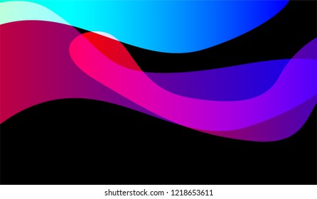 Minimal Tech Background. Bright Neon Trendy Design for Card, Cover, Banner. Gradient Shapes on Black Background.