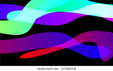 Minimal Tech Background. Bright Neon Modern Design for Print, Cover, Poster. Gradient Shapes on Black Background.