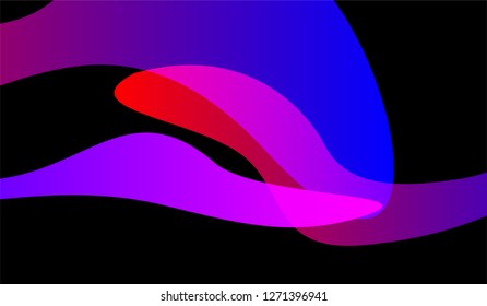 Minimal Tech Background. Bright Neon Dynamic Design for Card, Cover, Banner. Gradient Shapes on Black Background.