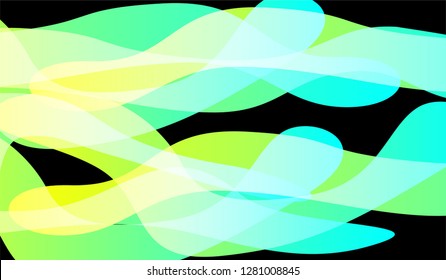Minimal Tech Background. Bright Neon Futuristic Design for Card, Cover, Banner. Gradient Shapes on Black Background.