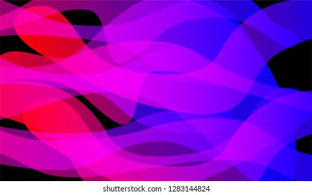Minimal Tech Background. Bright Neon Dynamic Design for Wallpaper, Banner, Placard. Gradient Shapes on Black Background.