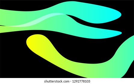 Minimal Tech Background. Bright Neon Futuristic Design for Card, Cover, Banner. Gradient Shapes on Black Background.