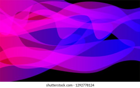 Minimal Tech Background. Bright Neon Futuristic Design for Print, Brochure, Poster. Gradient Shapes on Black Background.