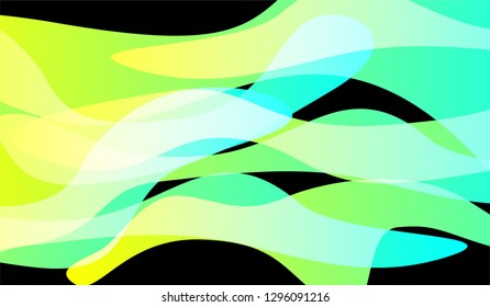 Minimal Tech Background. Bright Neon Futuristic Design for Wallpaper, Brochure, Placard. Gradient Shapes on Black Background.