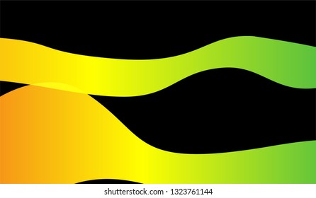 Minimal Tech Background. Bright Neon Trendy Design for Wallpaper, Banner, Placard. Gradient Shapes on Black Background.