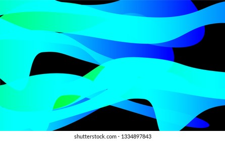 Minimal Tech Background. Bright Neon Modern Design for Card, Cover, Banner. Gradient Shapes on Black Background.