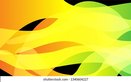 Minimal Tech Background. Bright Neon Trendy Design for Wallpaper, Brochure, Placard. Gradient Shapes on Black Background.
