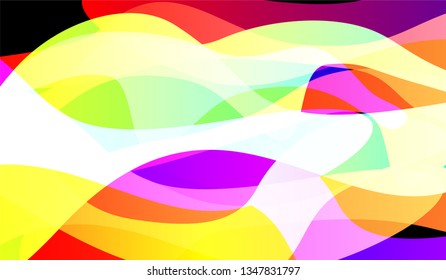 Minimal Tech Background. Bright Neon Futuristic Design for Card, Cover, Poster. Gradient Shapes on Black Background.