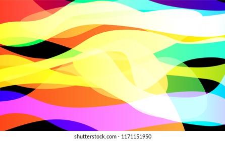 Minimal Tech Background. Colorful Neon Modern Design for Print, Cover, Poster. Gradient Shapes on Black Background.