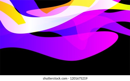 Minimal Tech Background. Colorful Neon Dynamic Design for Wallpaper, Brochure, Placard. Gradient Shapes on Black Background.
