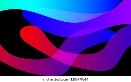 Minimal Tech Background. Colorful Neon Modern Design for Print, Brochure, Poster. Gradient Shapes on Black Background.