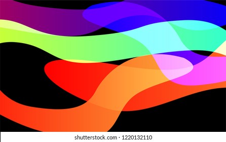 Minimal Tech Background. Colorful Neon Modern Design for Wallpaper, Banner, Placard. Gradient Shapes on Black Background.