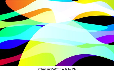 Minimal Tech Background. Colorful Neon Trendy Design for Print, Brochure, Poster. Gradient Shapes on Black Background.