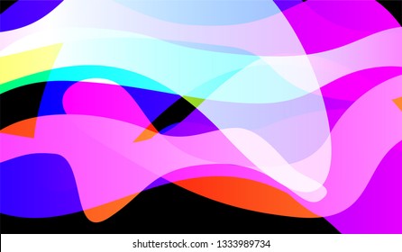 Minimal Tech Background. Colorful Neon Futuristic Design for Card, Cover, Poster. Gradient Shapes on Black Background.