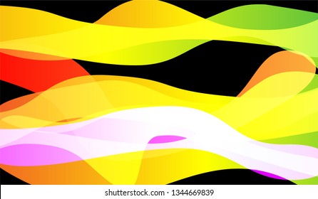 Minimal Tech Background. Colorful Neon Dynamic Design for Card, Cover, Banner. Gradient Shapes on Black Background.