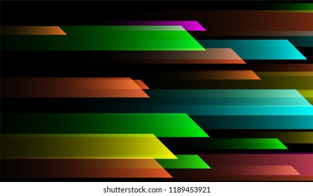 Minimal Tech Background. Gradient Shapes on Black Background. Bright Trendy Design for Wallpaper, Banner, Placard.